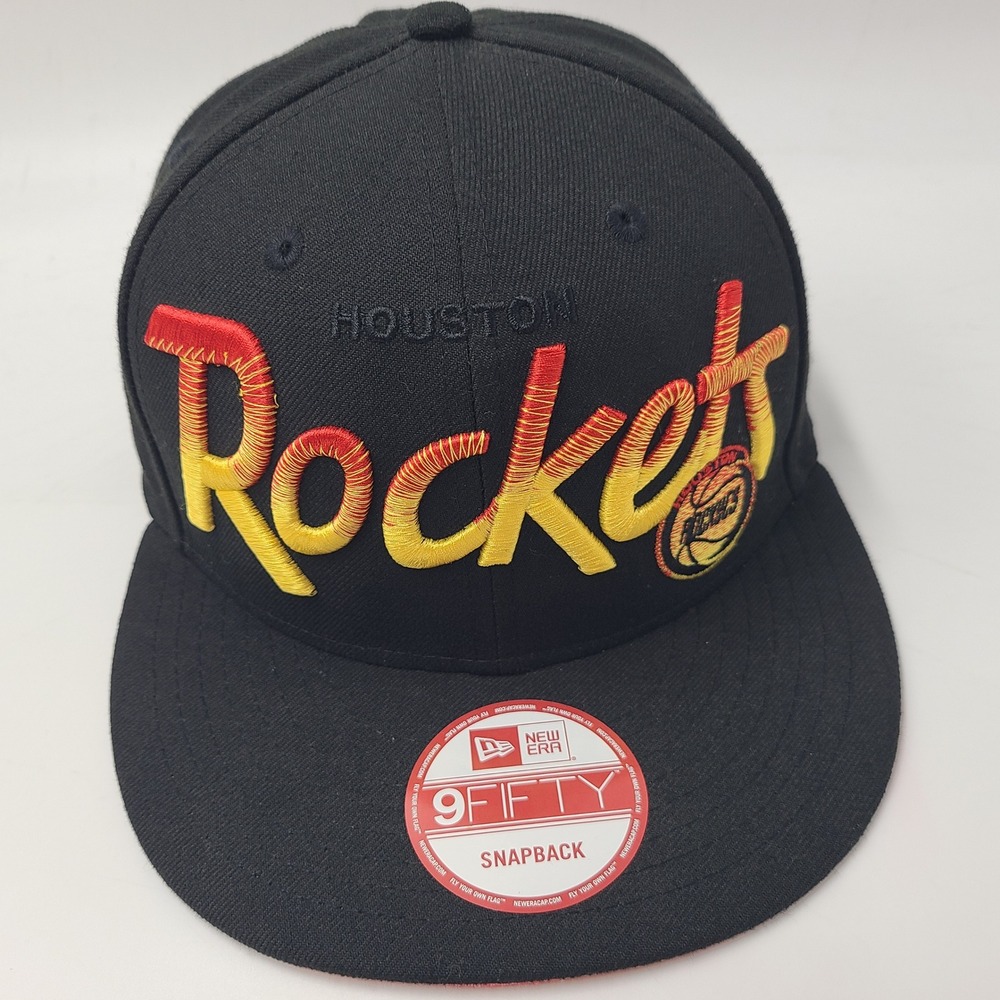 Houston Rockets Hat Snapback New Era 9Fifty Black Red Yellow NBA Hardwood Men